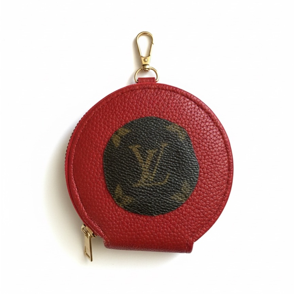 Upcycled LV Red Round Pouch